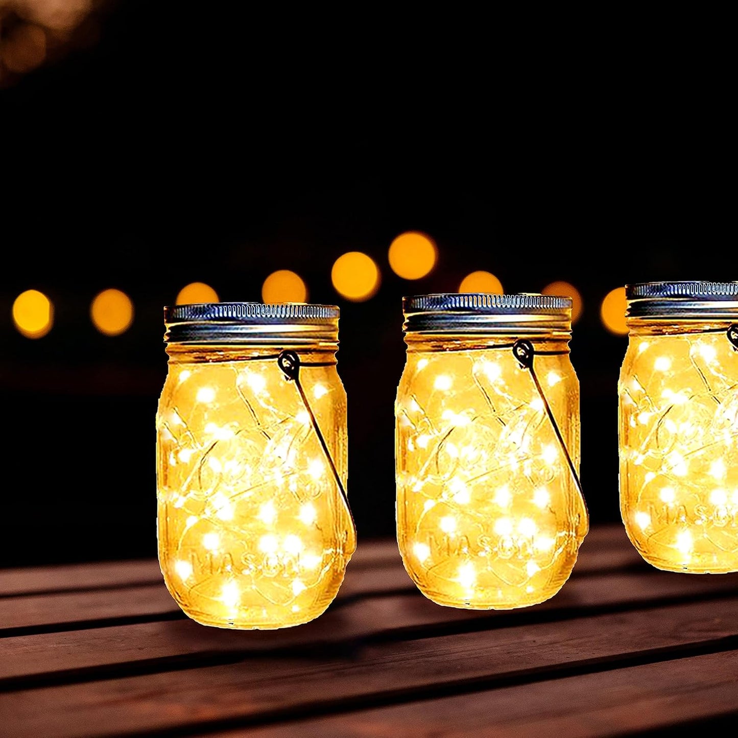 Solar Mason Jar Lights Lids, 12 Pack 30 Led Fairy Lights(Jars Not Included), Outdoor Hanging Mason Jar Solar Lights, Fairy in a Jar Firefly Lights for Patio Garden Table Decor Gifts