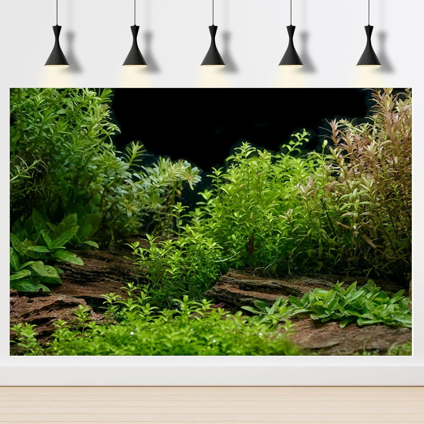 Aquarium Background Underwater Green Grass Leaves Stone Fish Tank Background Vivid Green Aquatic Plant Terrarium Backdrop Stone River Bed Lake Fish Tank Wallpaper 48x24in