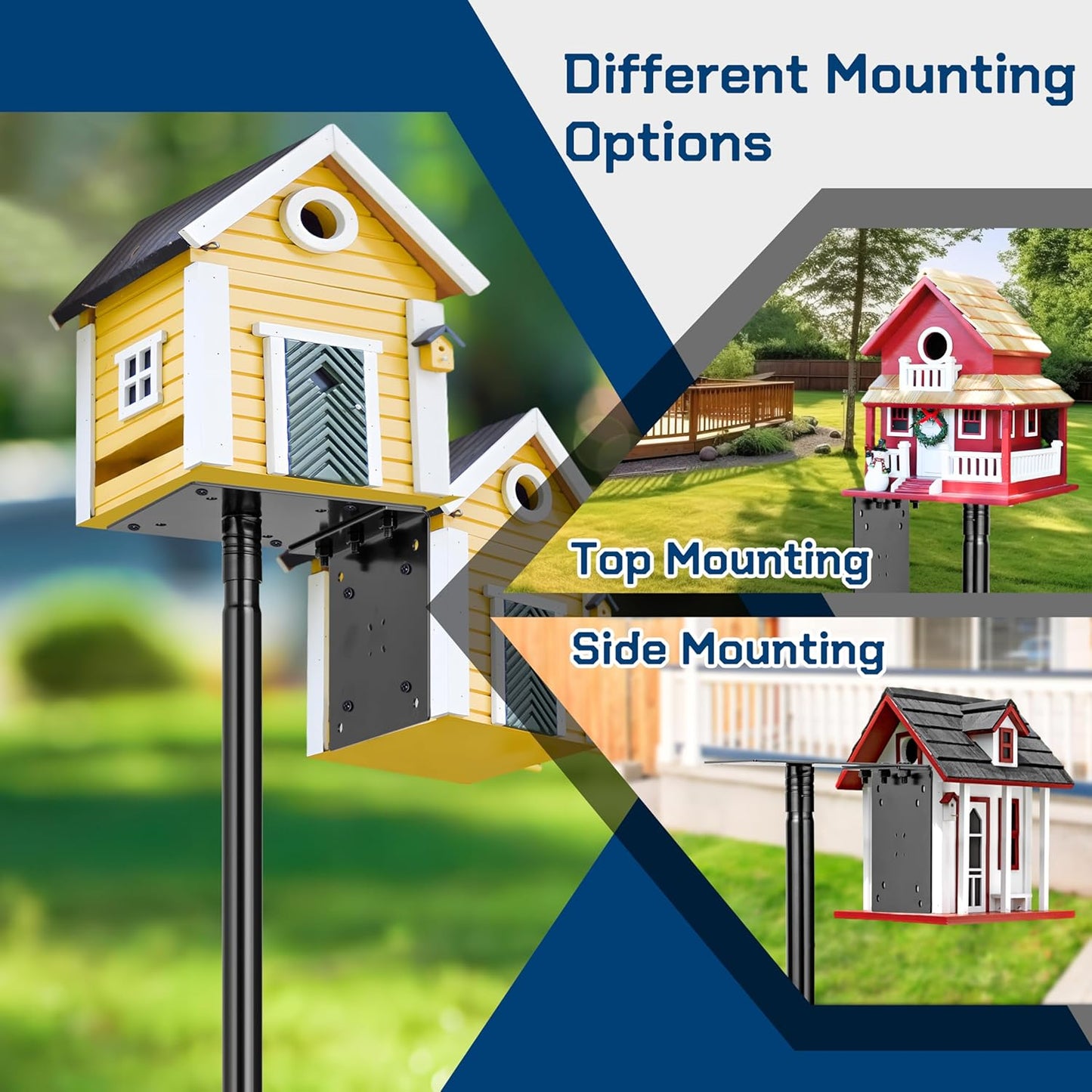 Ottsuls 2 Pack 109 Inch Heavy Duty Bird Feeder Pole Kit for Wild Birds, with 5-Prong Base Feeding Station, Adjustable Birdhouse Stand