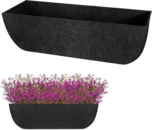 1-Pack 24in Planter Liners - Breathable Felt Hanging Basket and Window Box Liners - Prevent Root Suffocation and Bird Damage - Black