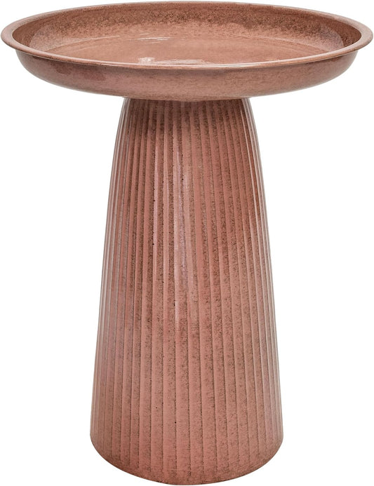 Sunnydaze Gleeful Garden Metal Bird Bath for Outdoors - Large Decorative Iron Birdbath - 23-Inch - Canyon Clay Glaze