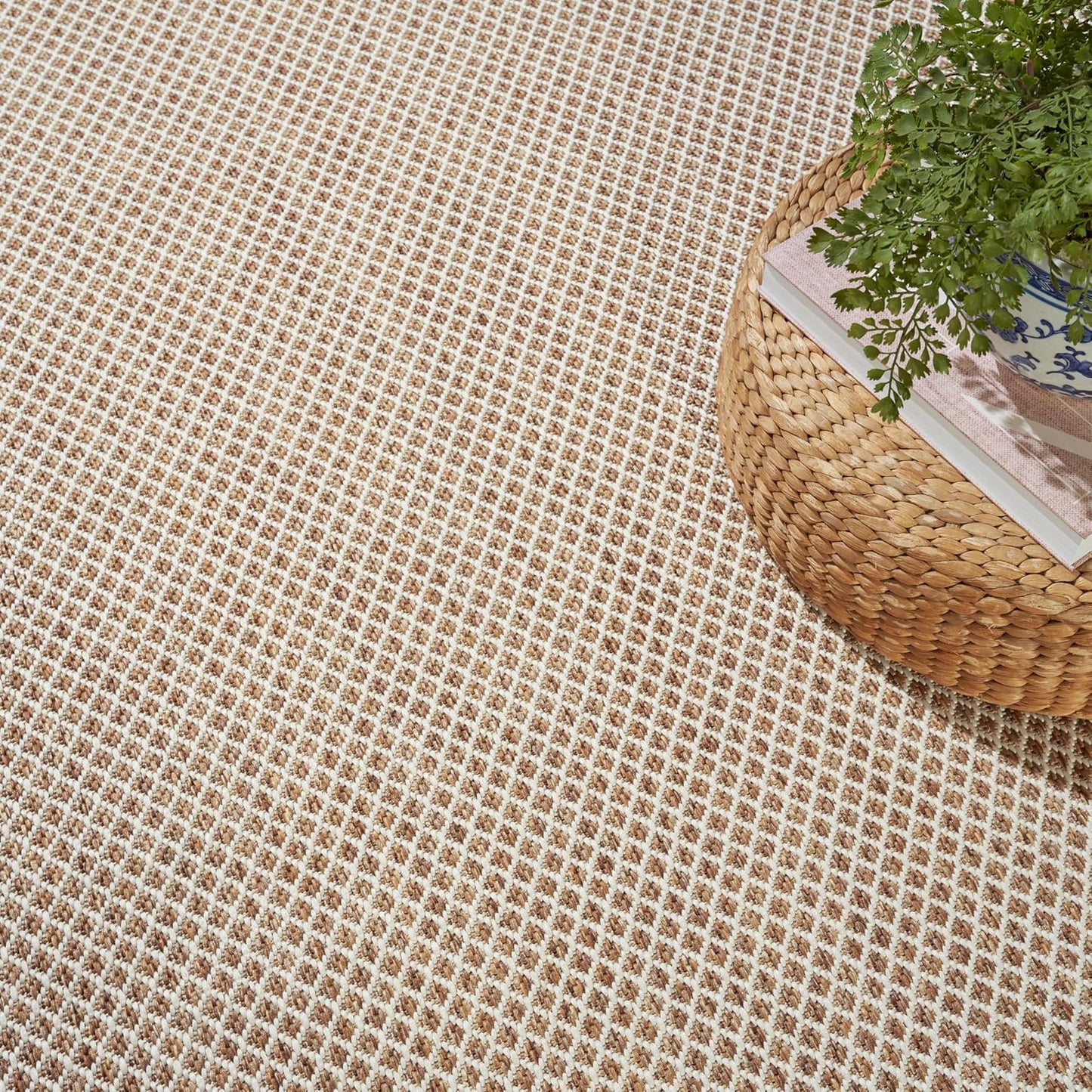 Nourison Home Courtyard Jute Ivory 10' x 14' Area Rug - Easy Clean, Non Shedding, Bed Room, Living Room, Dining Room, Kitchen (10' x14')