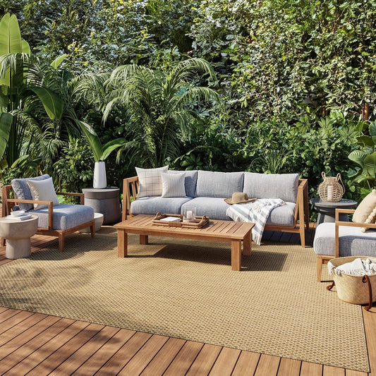 Nourison Home Courtyard Jute 8' x 10' Area Rug - Easy Clean, Non Shedding, Bed Room, Living Room, Dining Room, Kitchen (8' x 10')