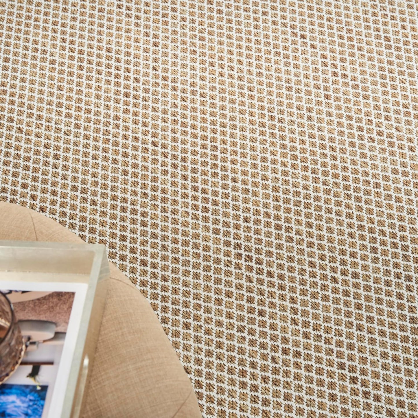 Nourison Home Courtyard Jute Ivory 4' x 6' Area Rug - Easy Clean, Non Shedding, Bed Room, Living Room, Dining Room, Kitchen (4' x 6')